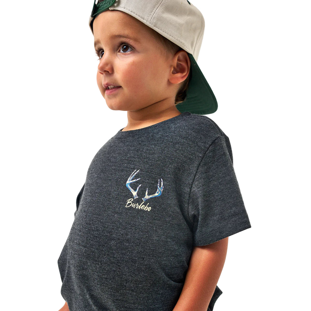 Boy's Burlebo Short Sleeve Tee Whitetail Season Heather Black Y-SST-WTSZN-HB