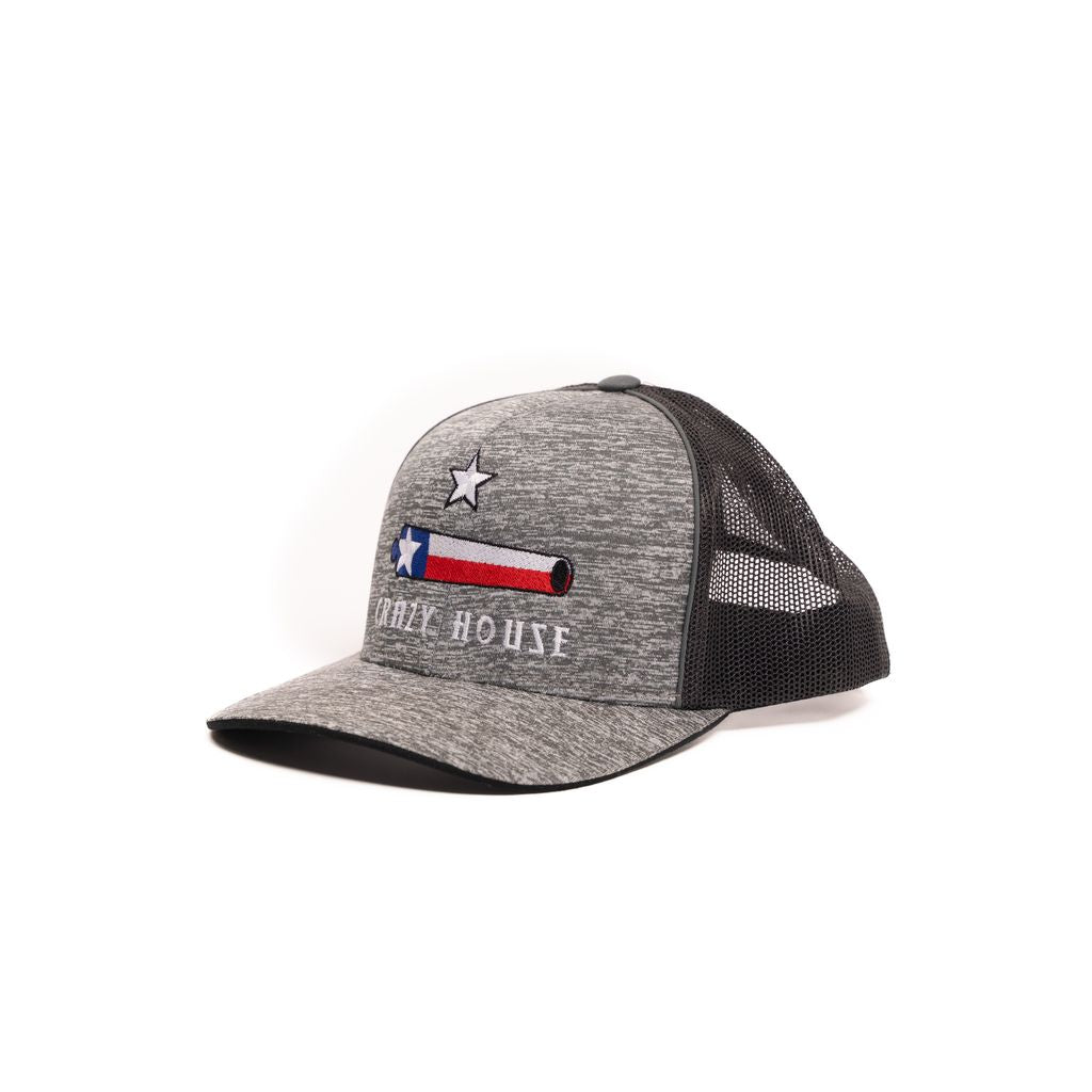 Crazy House Unisex Grey and Black Snapback with Texas Cannon Stitching - Crazy House Western Wear