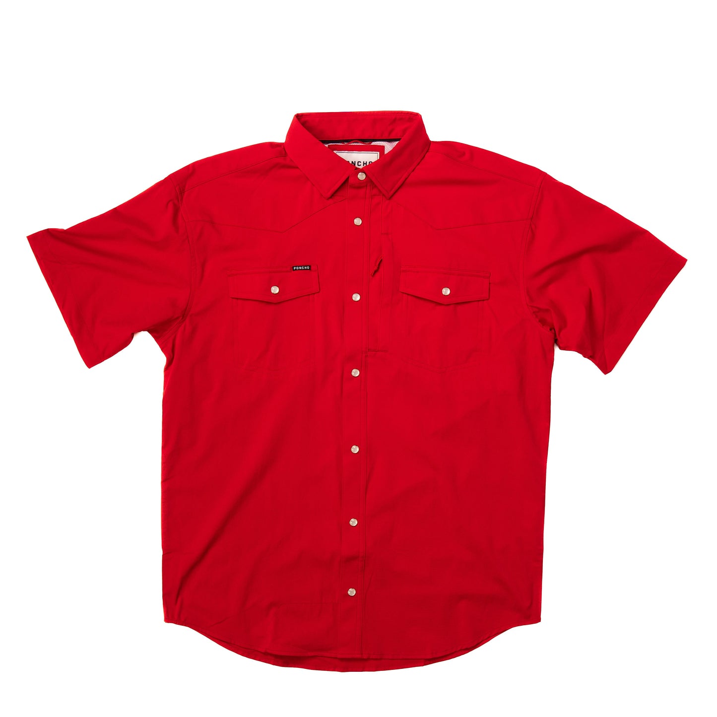 Men's Poncho Red Pearl Snap Shirt Chilton-Red - Crazy House Western Wear