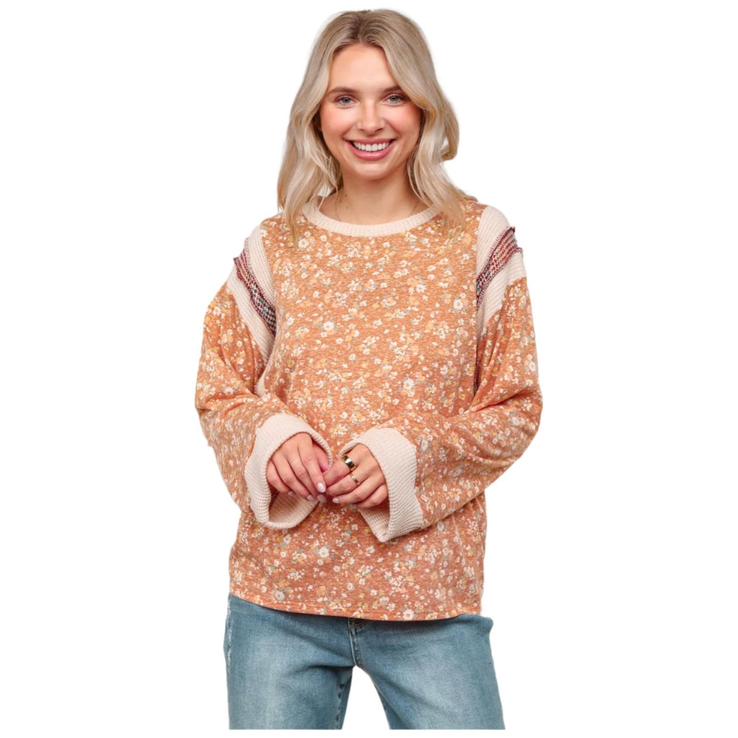 Women's Long Sleeve Color block Sweater HT7184 - Crazy House Western Wear