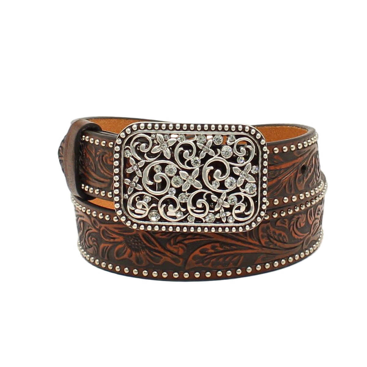 Girl's Ariat Floral Embossed Leather Belt