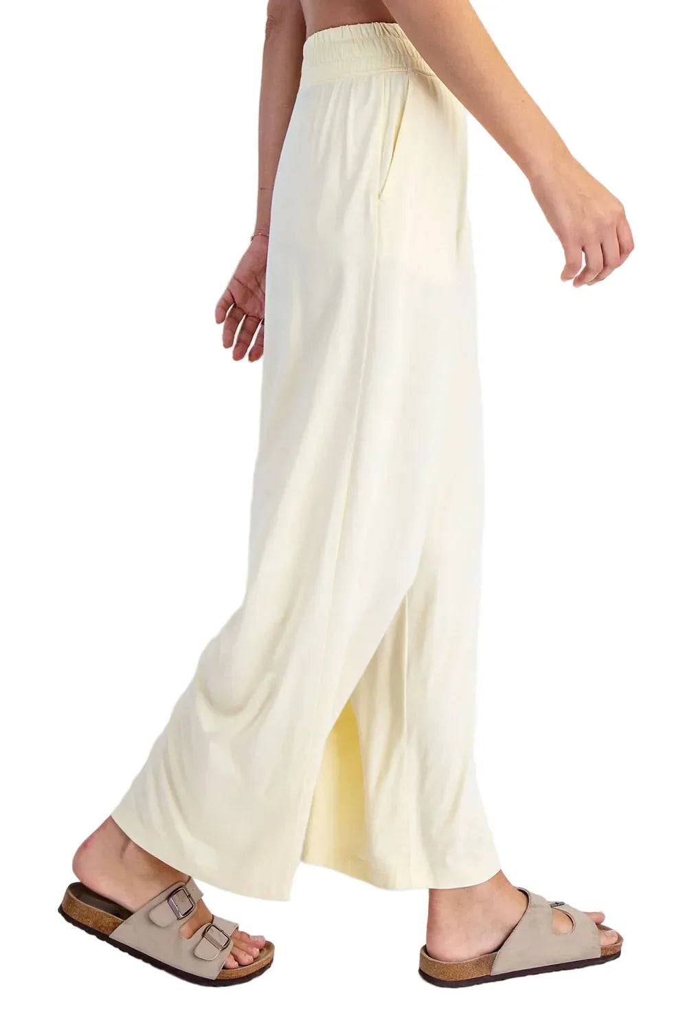 Rae Mode Women's Viscose Modal Cropped Wide Leg Pants