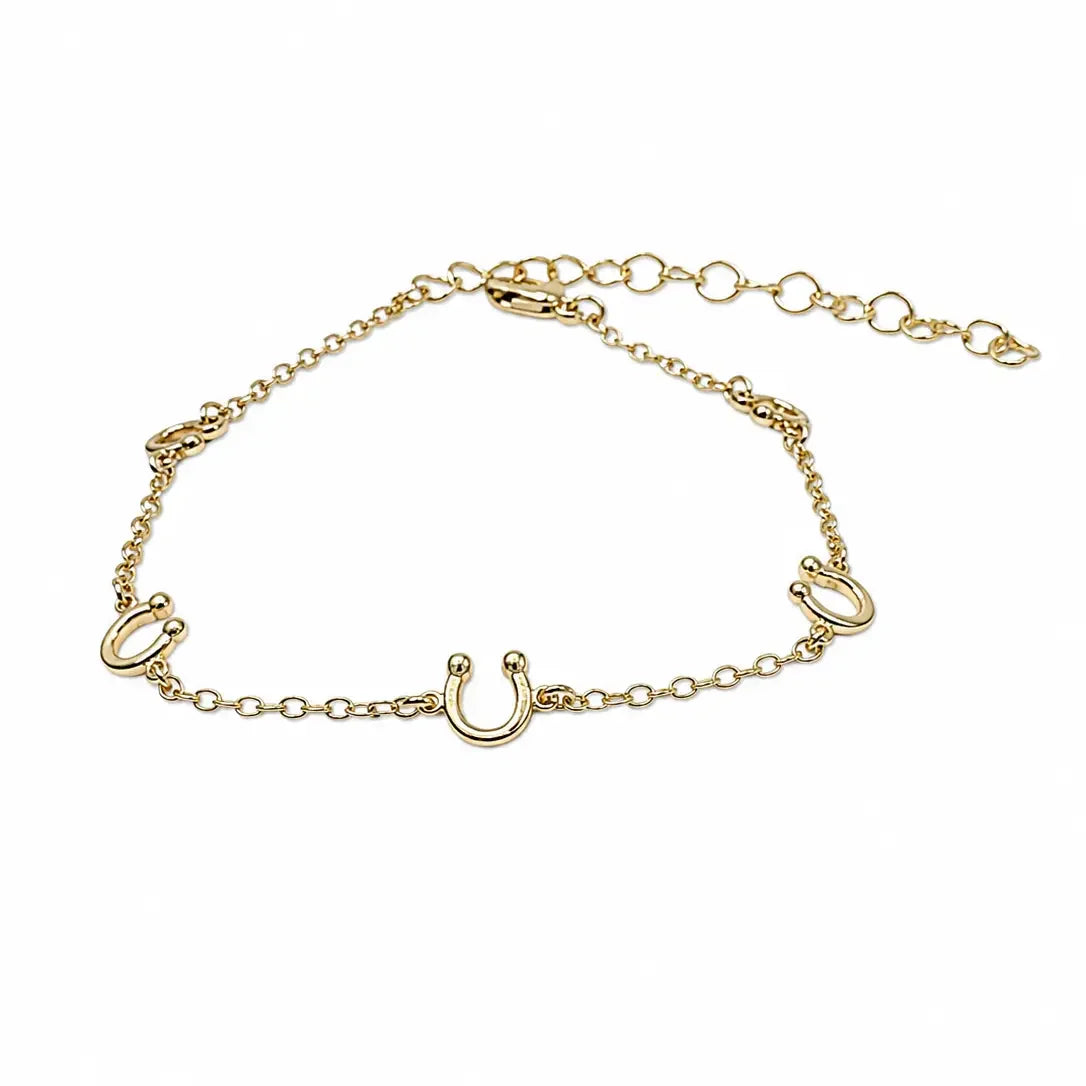 West & Co 18k Gold Plated Horseshoe Charm Bracelet WC-BR21G