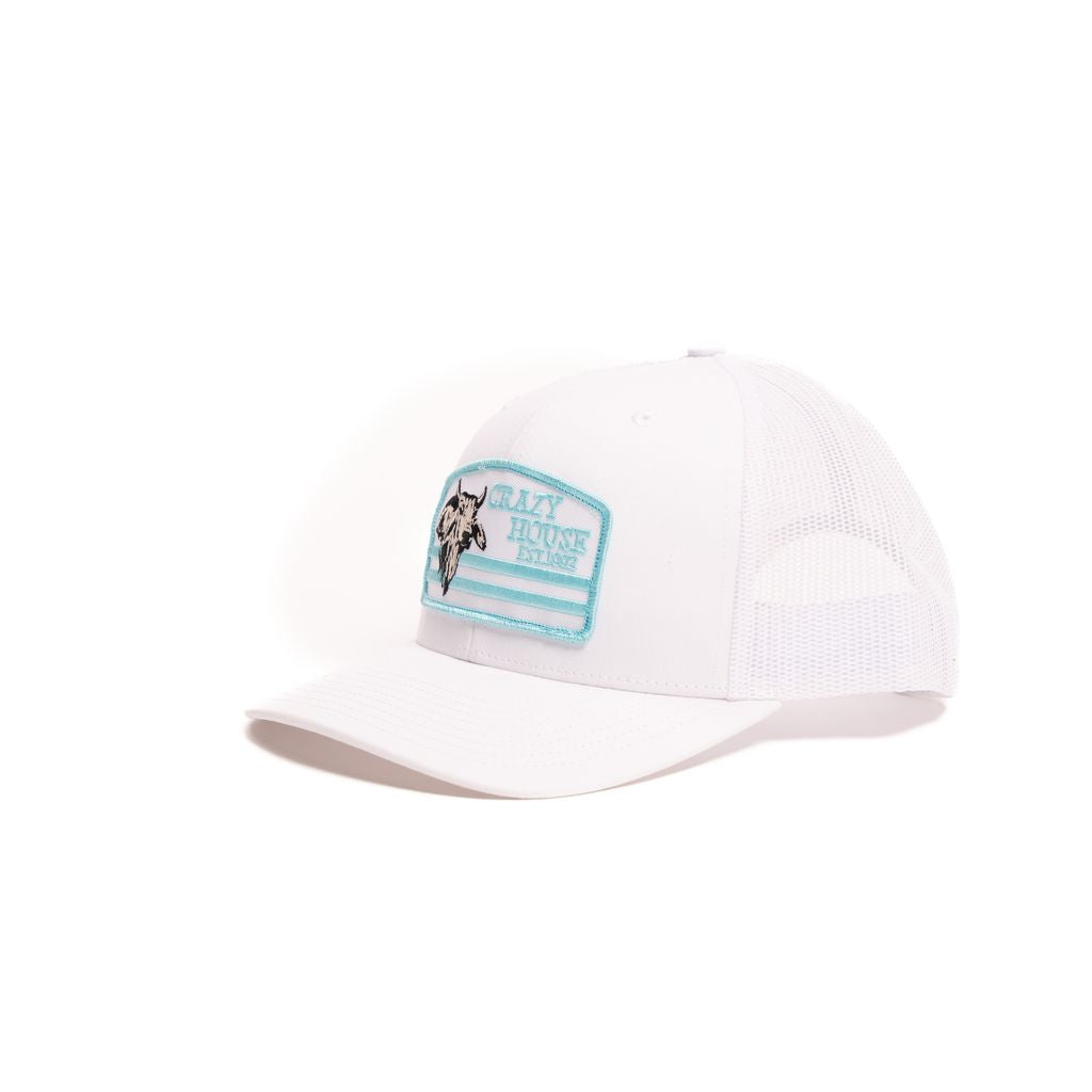 Crazy House Unisex White Mesh Cap with Blue Patch - Crazy House Western Wear