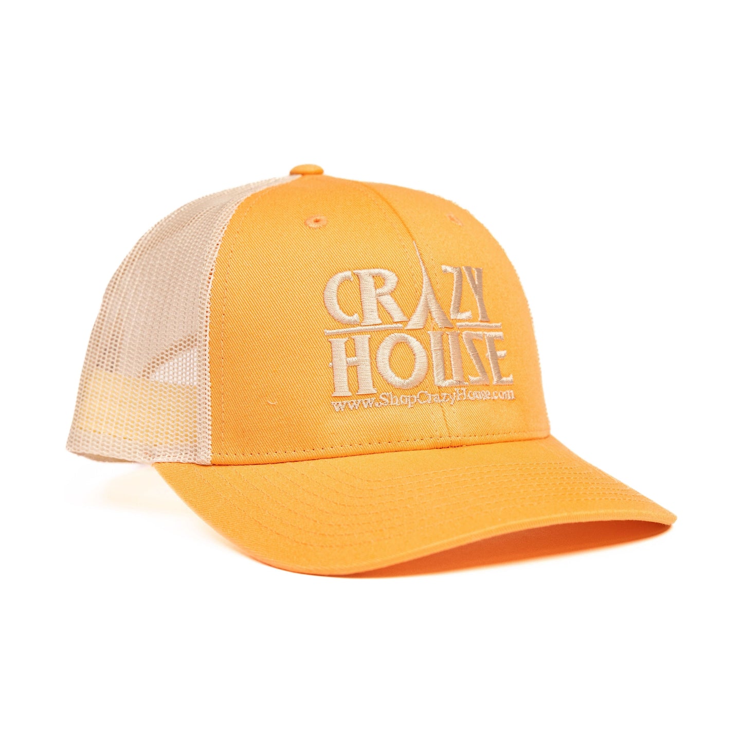 Peach Snapback with Cream Crazy House Stitching - Crazy House Western Wear