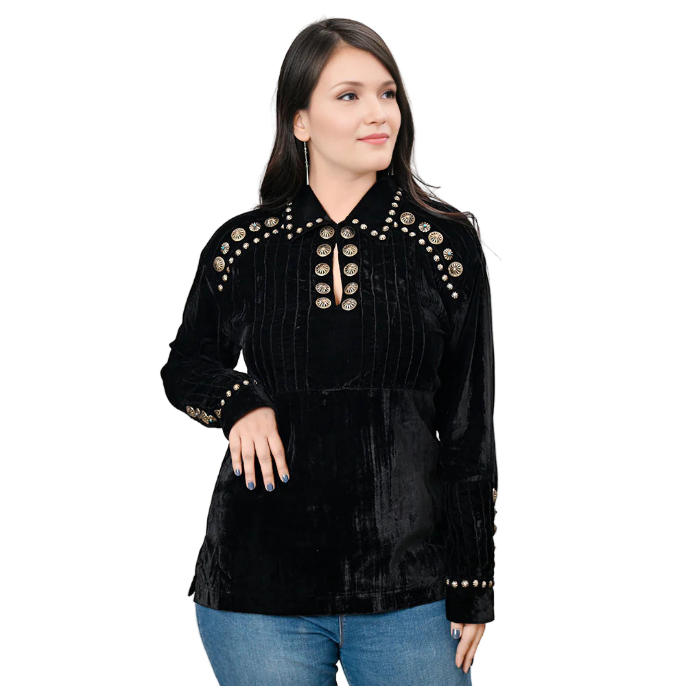 Women's American Darling Silky Velvet Long Sleeve Shirt ADSH029
