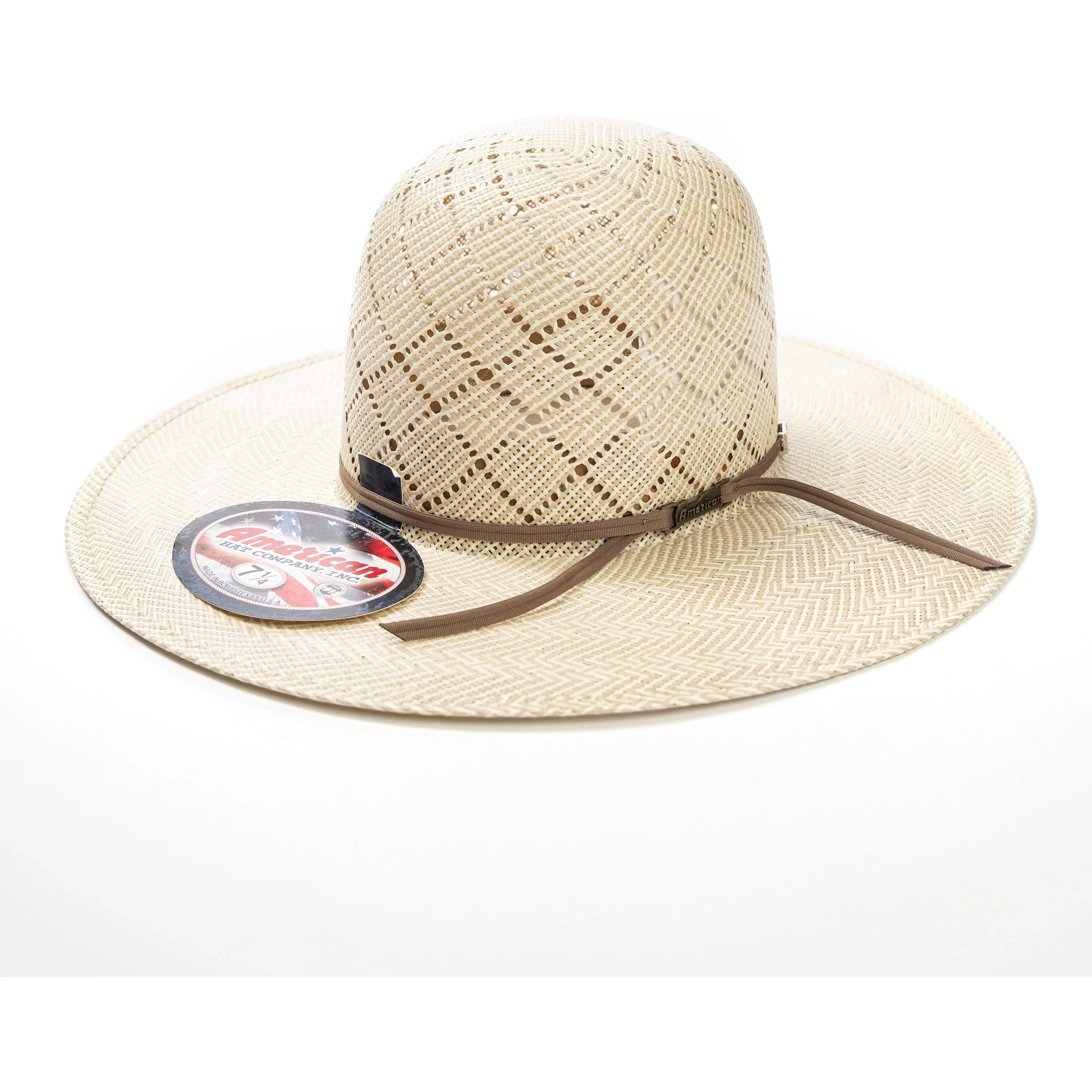 Vintage American Hat Company Straw Cowboy Hat Size 7 American Hat Company Straw Hat Regular Crown Conley Tan  main image 2