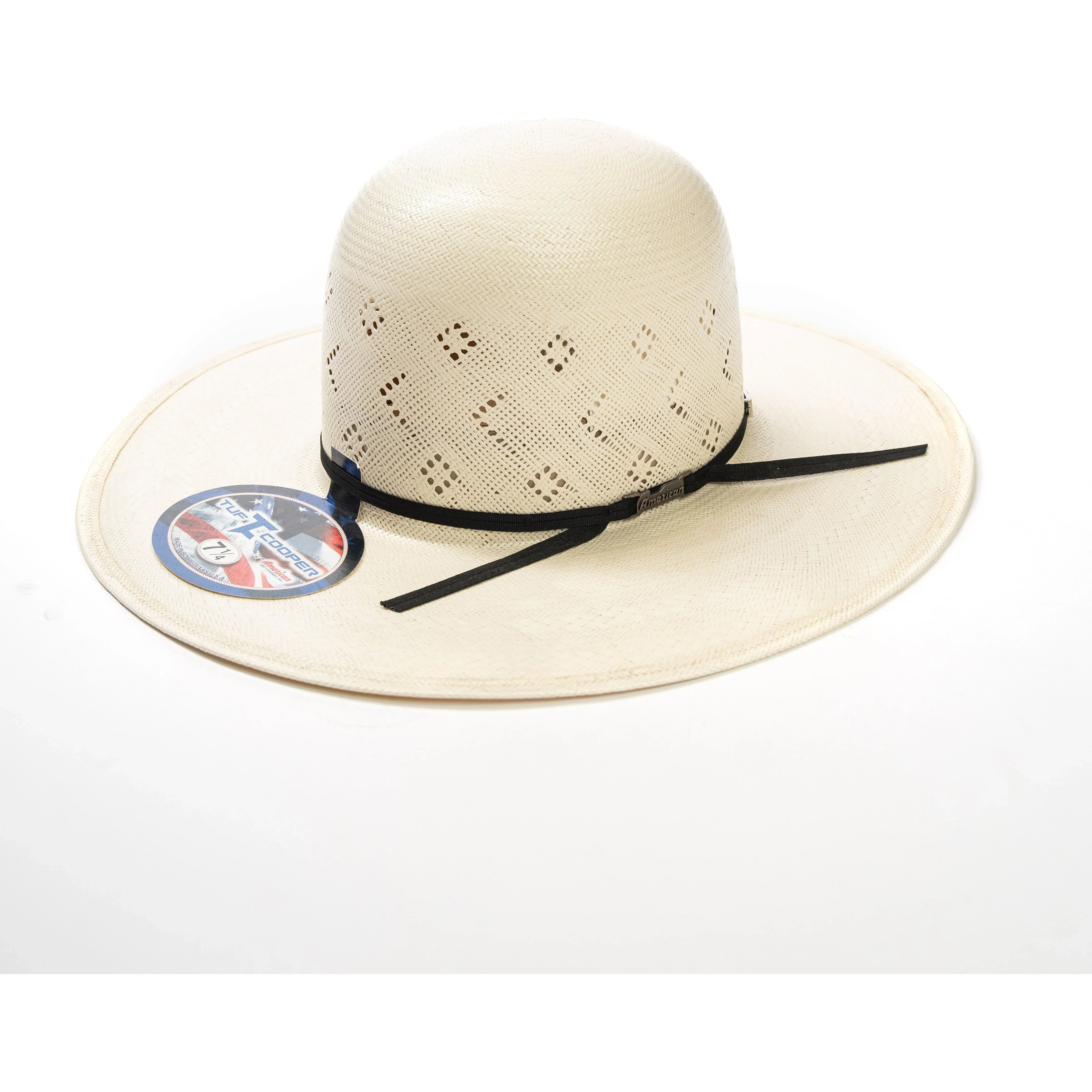 Vintage American Hat Company Straw Cowboy Hat Size 7 American Hat Company Straw Hat Regular Crown Conley Tan  main image 3