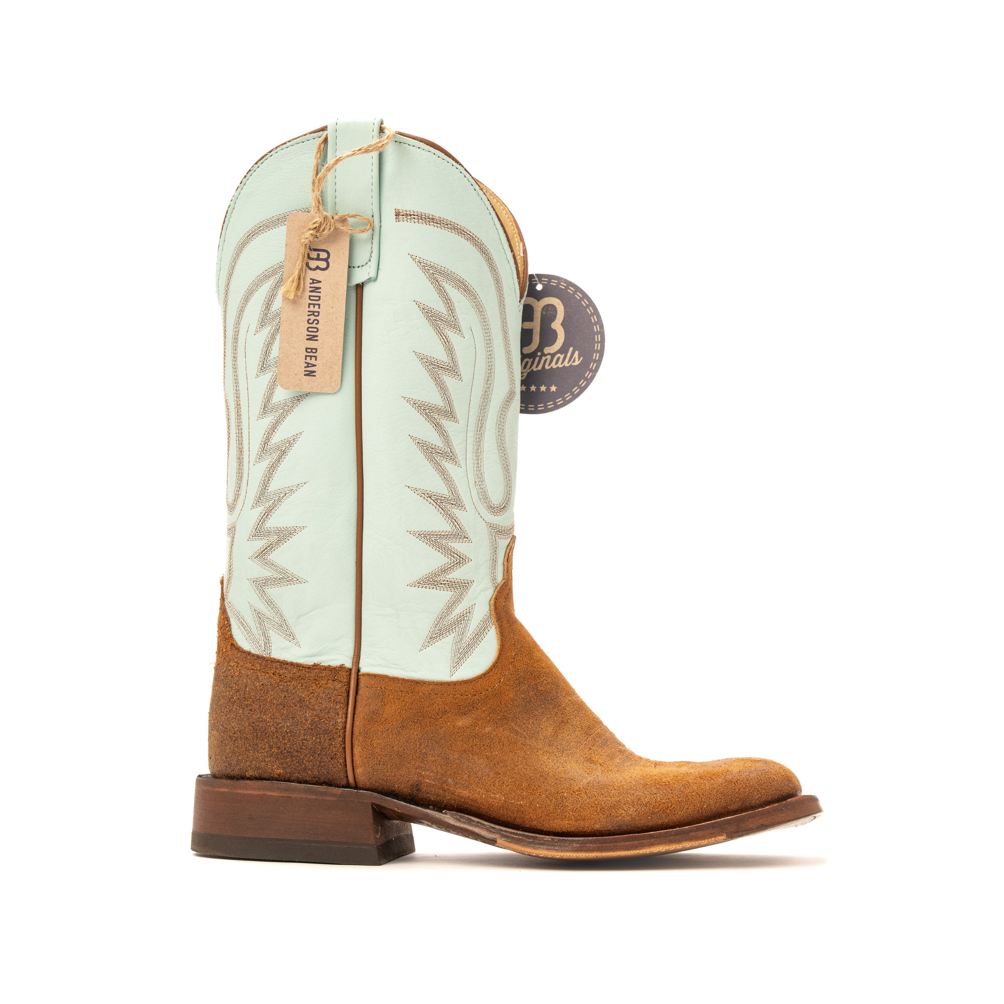 Anderson Bean Brackish Waxout Yak with 13" Aqua Gelato Top - Crazy House Western Wear