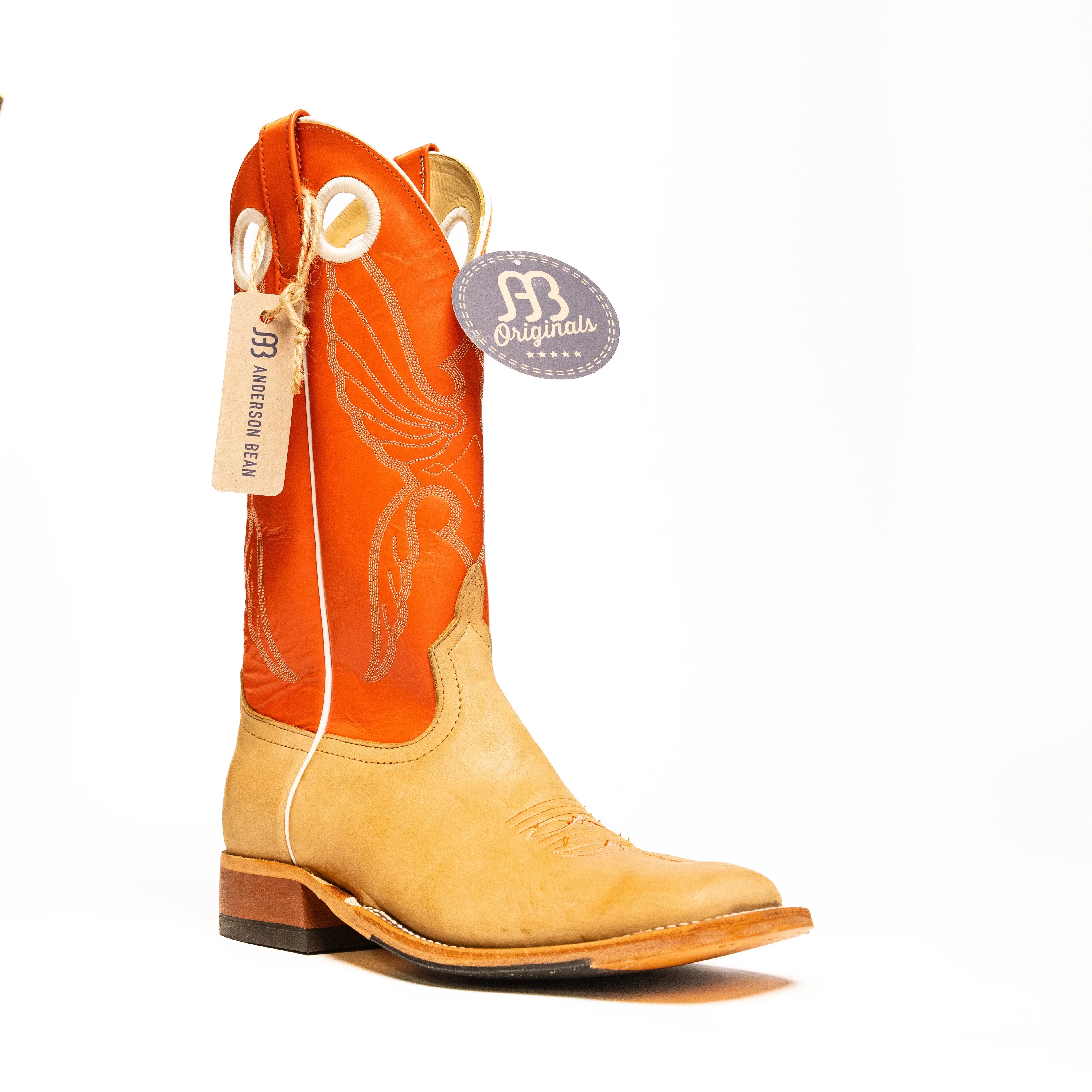 Anderson Bean Burnished Crazy Horse with 13" Tangerine Tops - Crazy House Western Wear