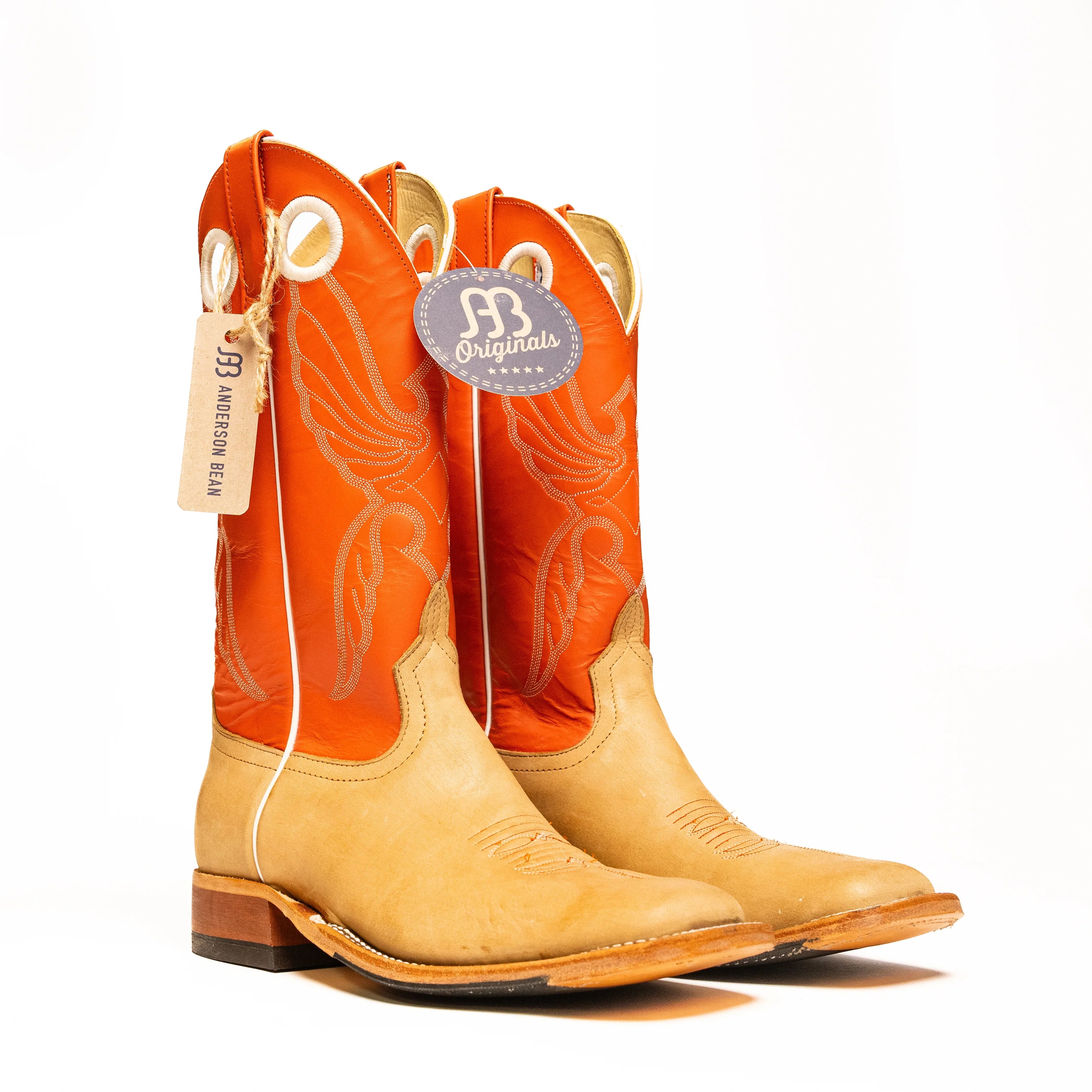 Anderson Bean Burnished Crazy Horse with 13" Tangerine Tops - Crazy House Western Wear