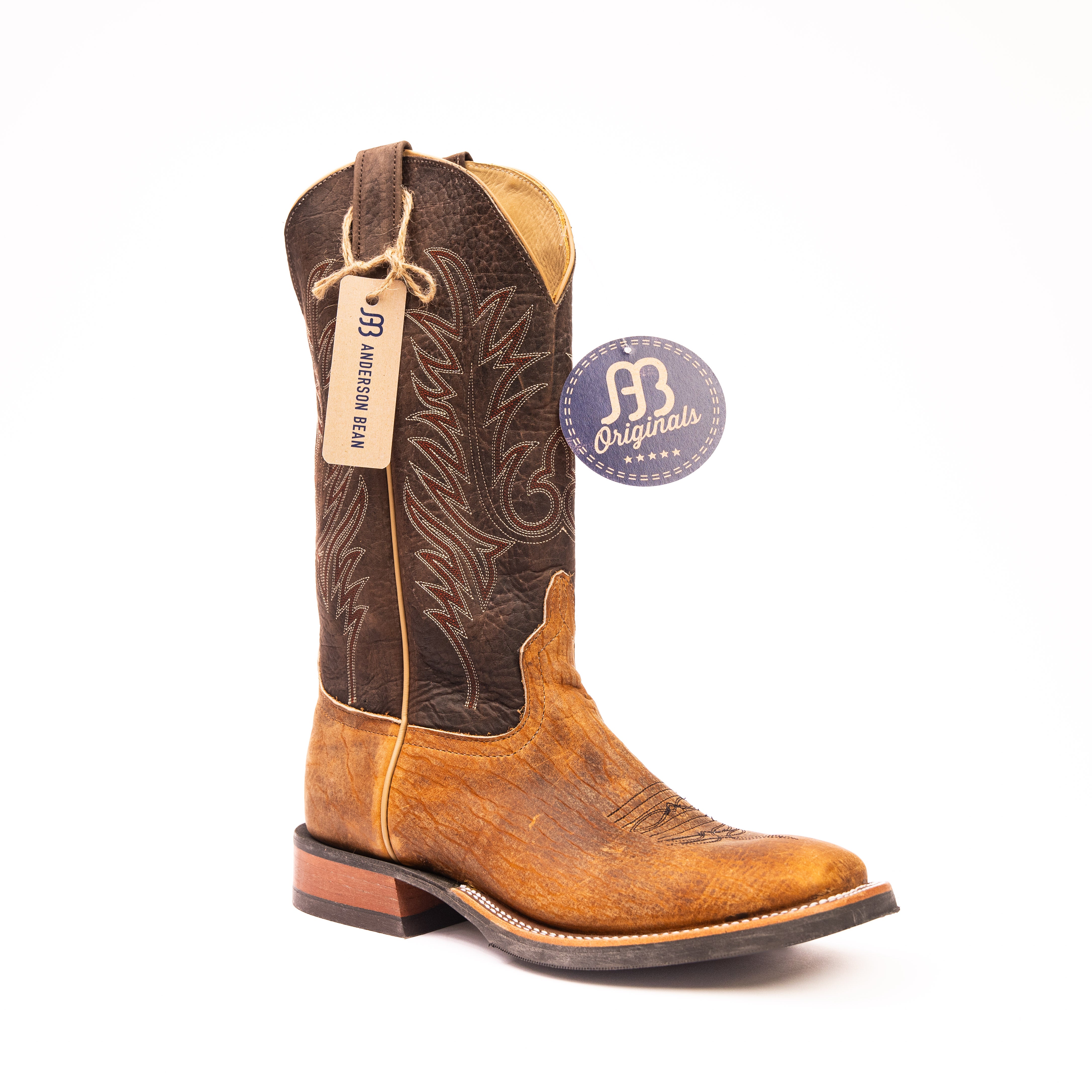 Anderson Bean Brown Distressed Bison Square Toe Boots – Crazy