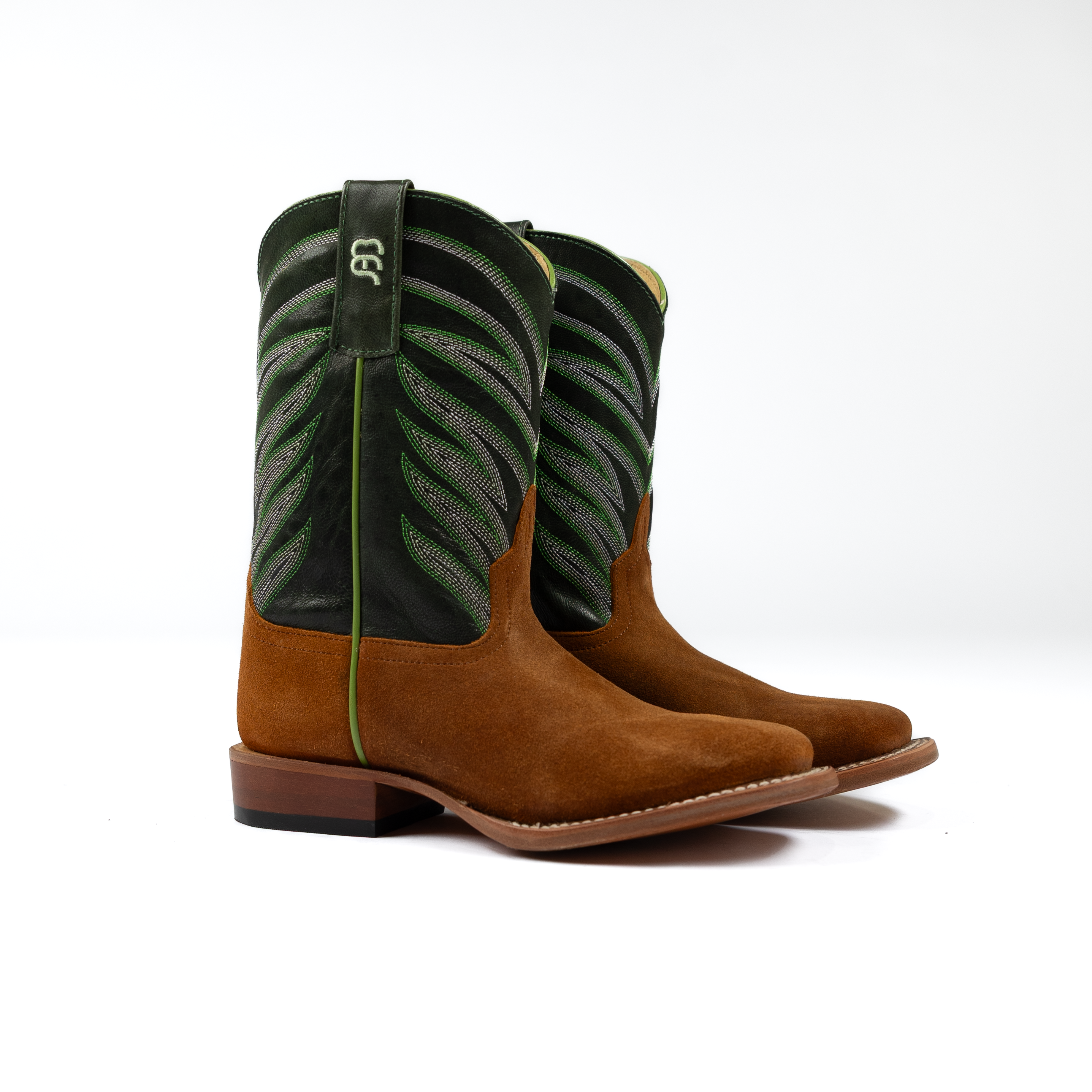 Anderson Bean Kids Tan Suede with Emerald Explosion Top ABK3012