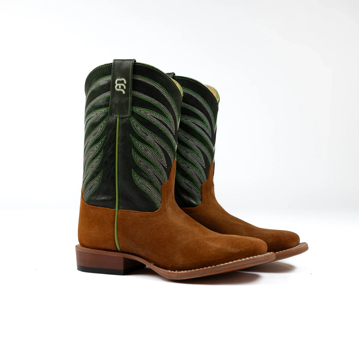 Anderson Bean Kids Tan Suede with Emerald Explosion Top ABK3012