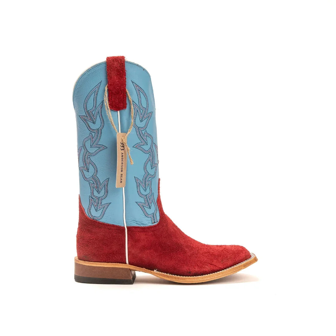 Anderson Bean Red Berry Roughout with 13" Deercow Sea Salt Tops - Crazy House Western Wear
