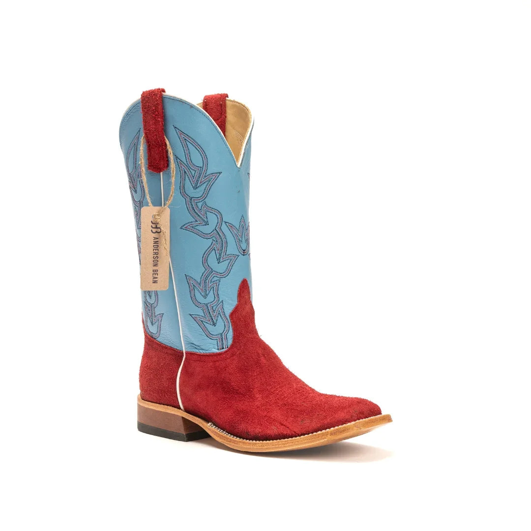 Anderson Bean Red Berry Roughout with 13" Deercow Sea Salt Tops - Crazy House Western Wear