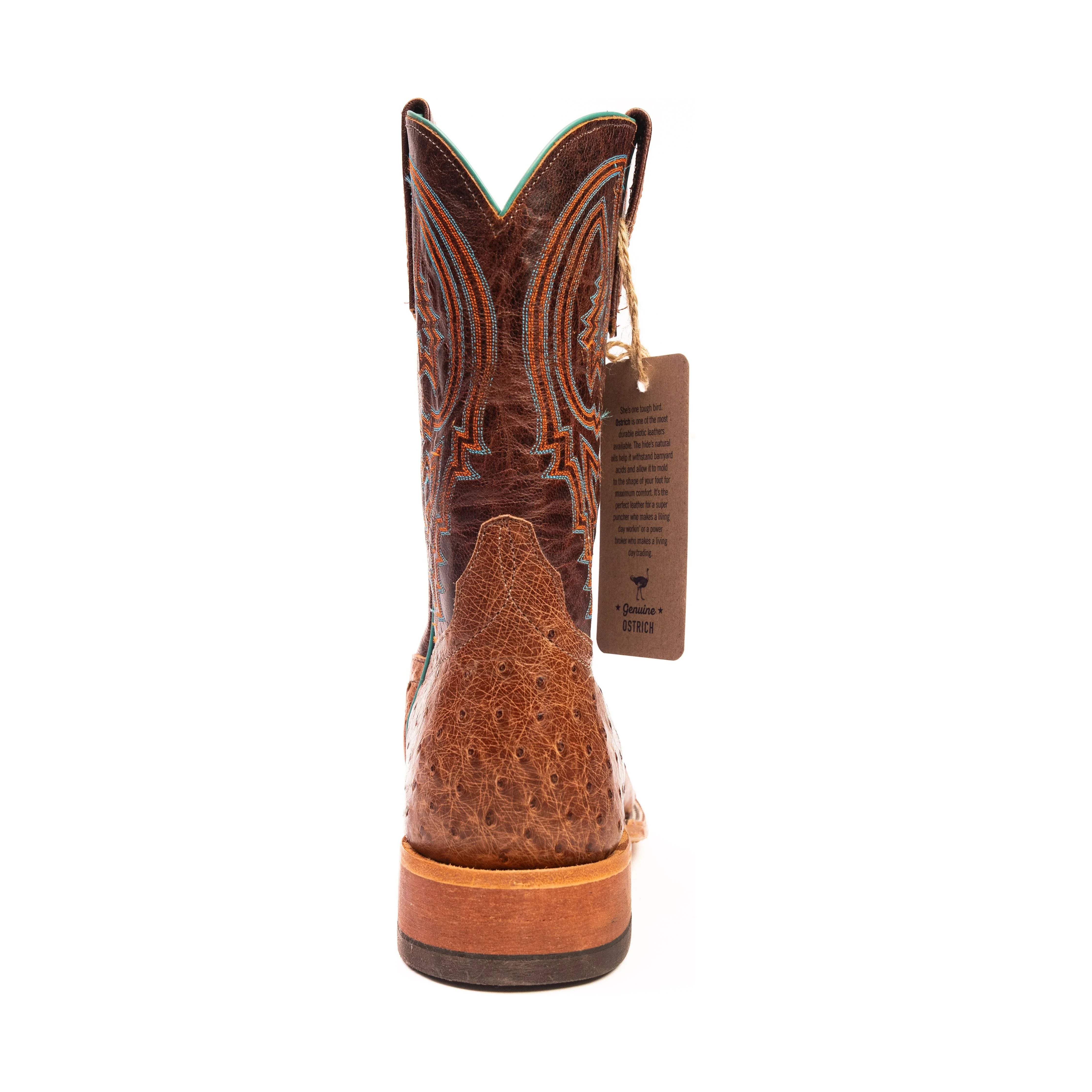 Anderson Bean Rum Brown Ostrich with 10" Brass Explosion Top - Crazy House Western Wear