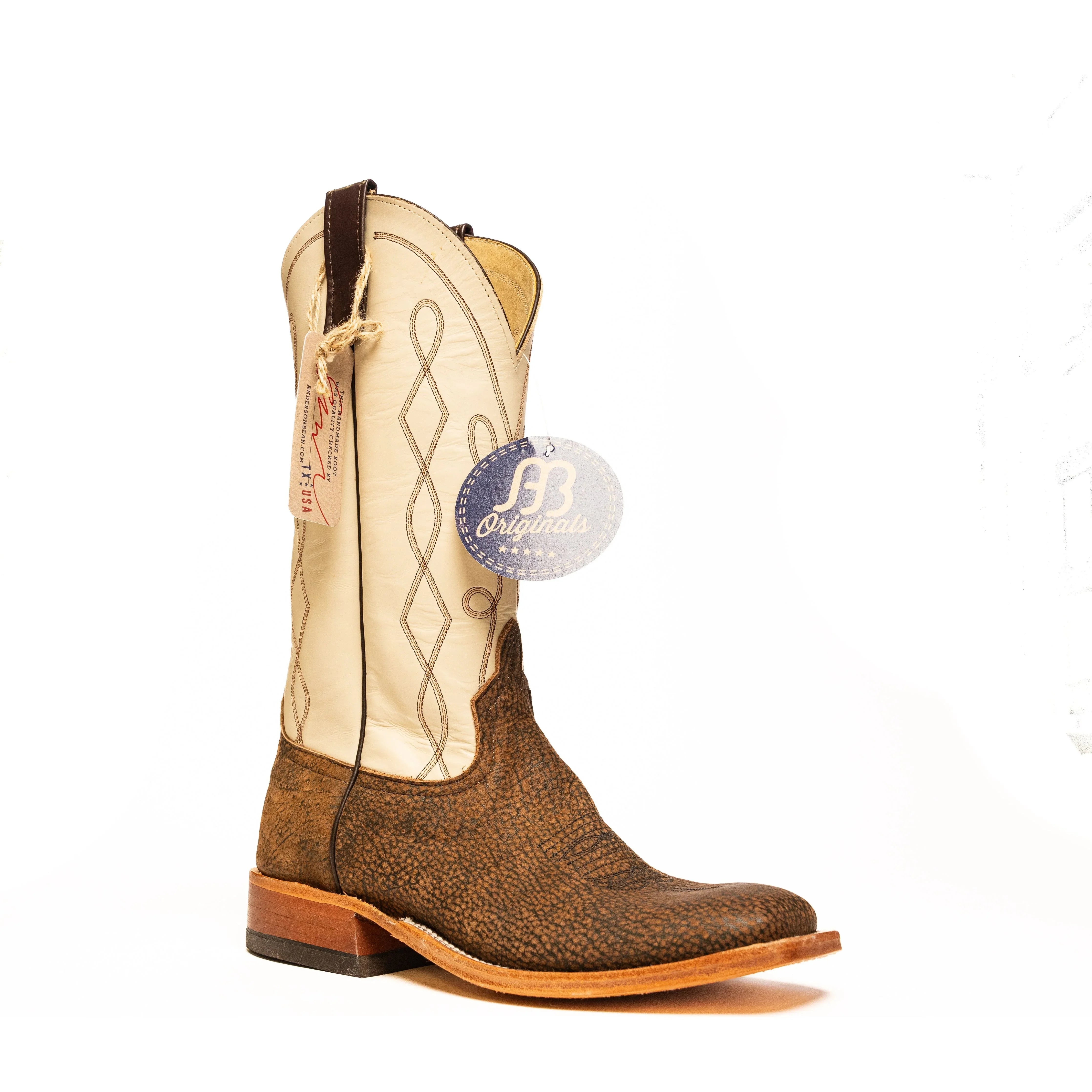 Anderson Bean Rust Safari Giraffe with 13" Bone Glove Top - Crazy House Western Wear