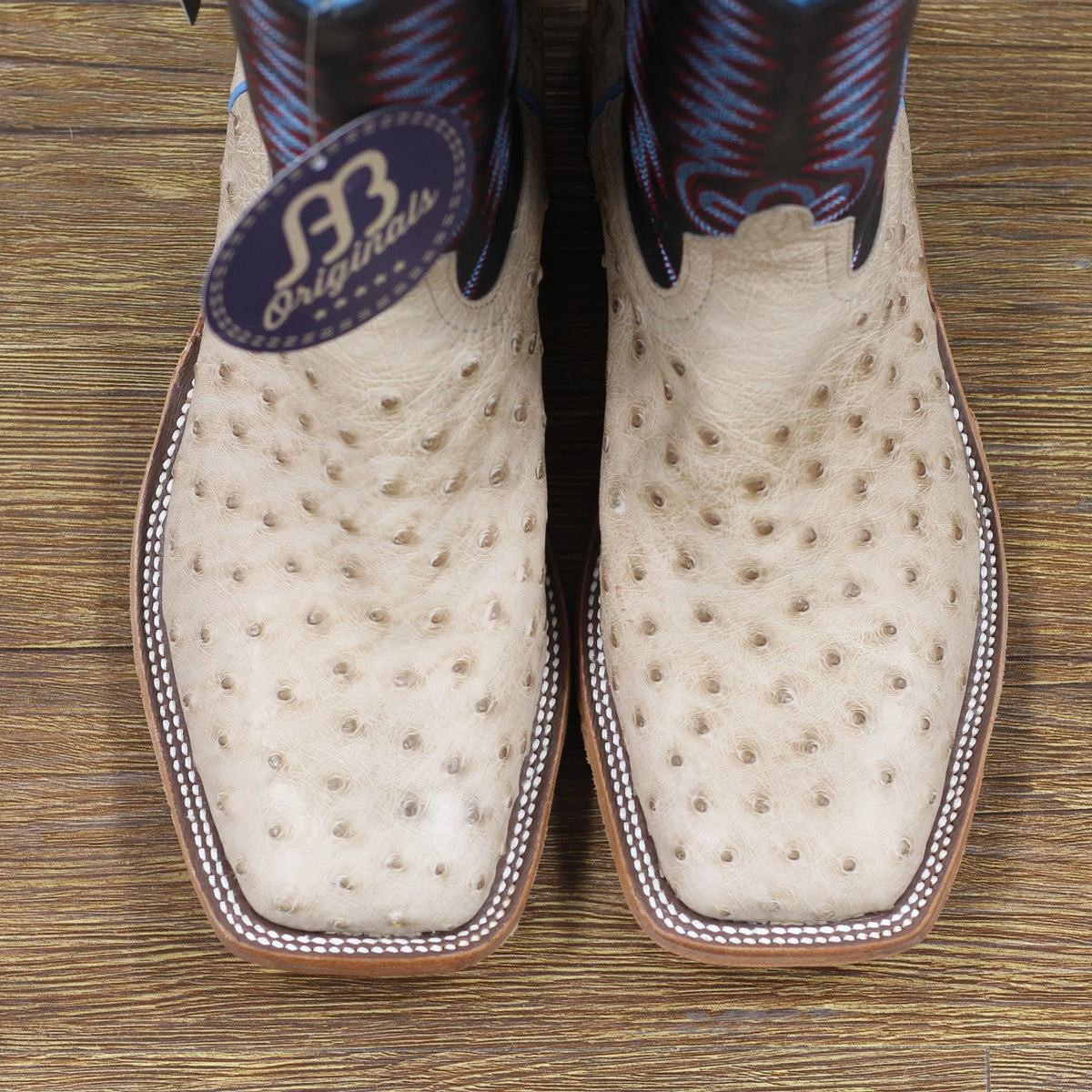 Anderson Bean Tan Vintage Full Quill Ostrich with 13" Black Aniline Top - Crazy House Western Wear