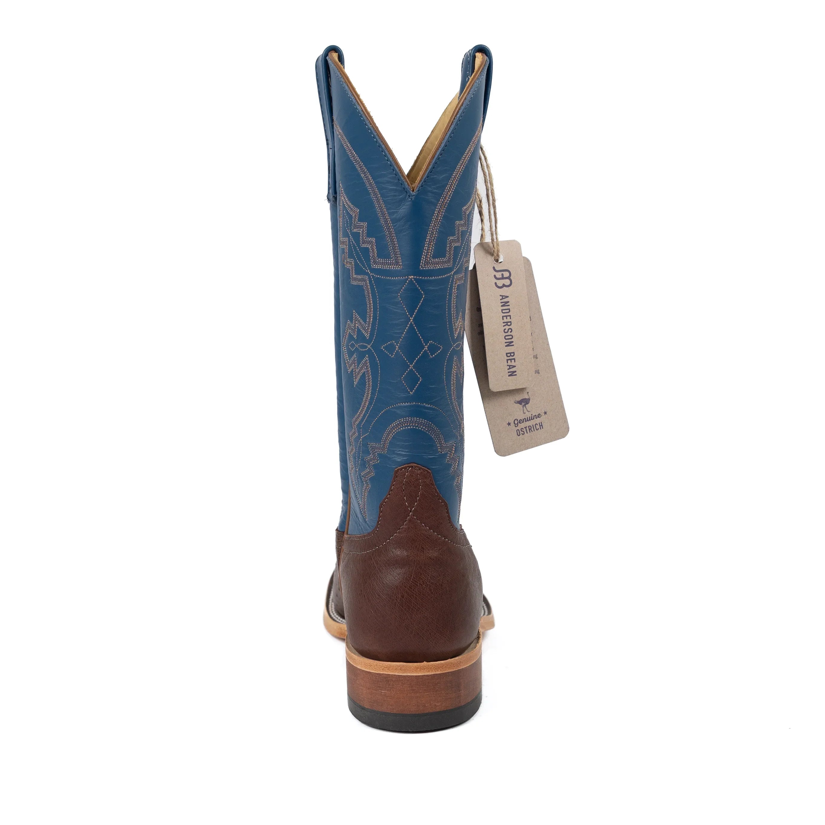 Anderson Bean Tobacco Smooth Quill Ostrich Square Toe Boots