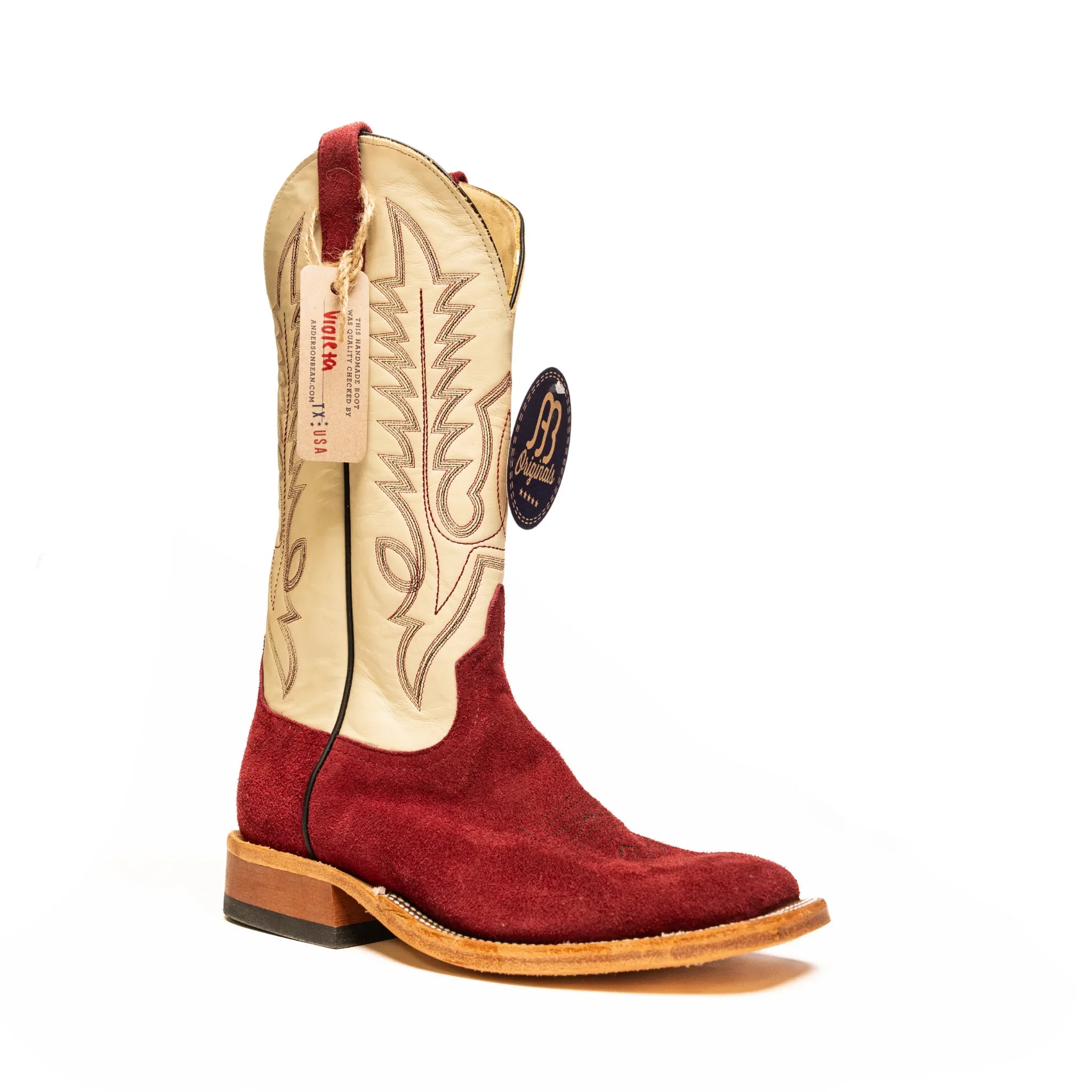 Anderson Bean Wine Wyoming Roughout with 13" Bone Top - Crazy House Western Wear