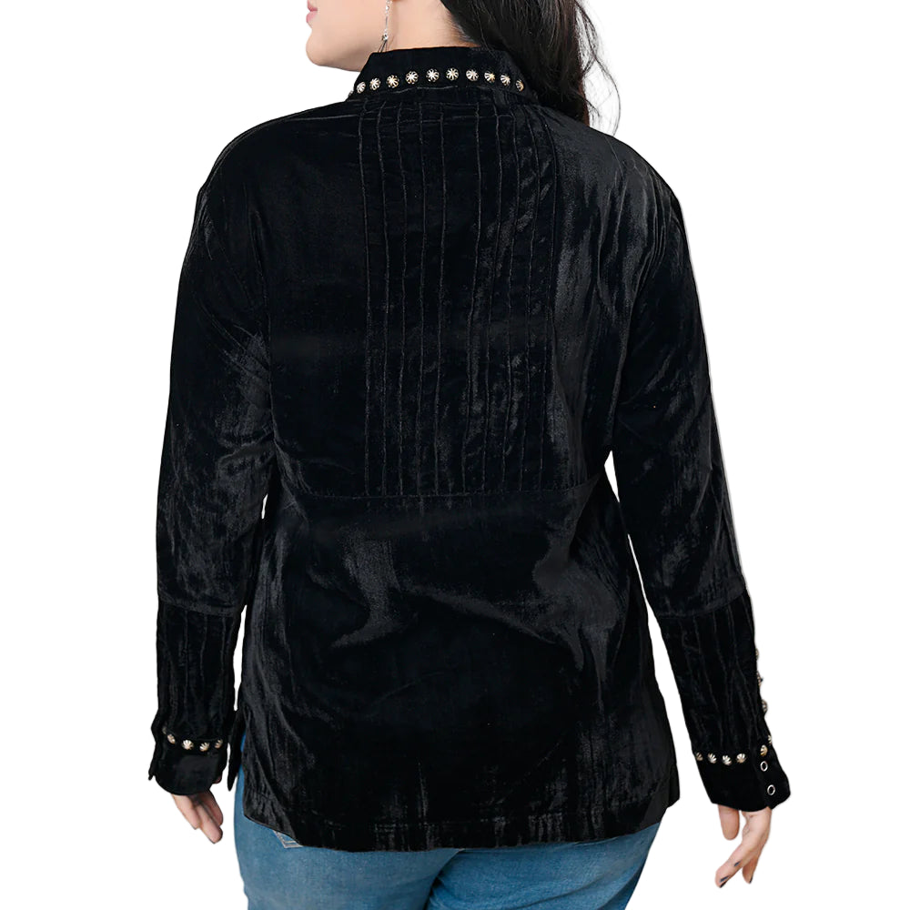Women's American Darling Silky Velvet Long Sleeve Shirt ADSH029