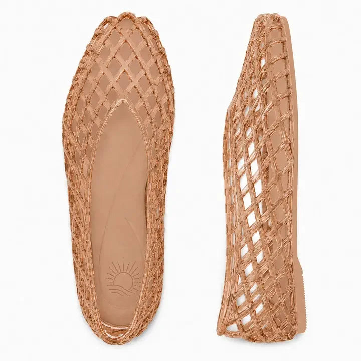 Women's Beige Marina Closed Back V Shaped Jelly Water Shoes