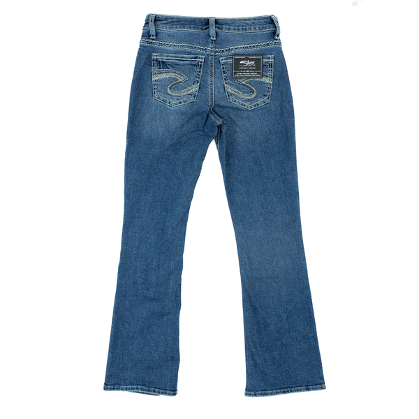 Women's Silver Elyse Mid Rise Bootcut Jeans L03719STA366