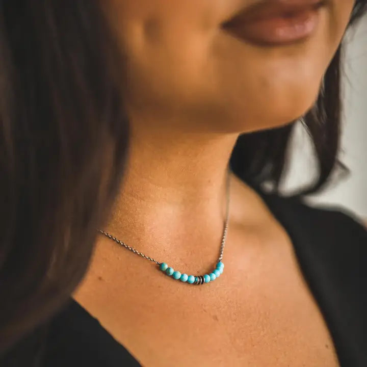 Women's West & Co 15" 18K Gold Plated Dainty Chain Necklace with Turquoise WC-N23WG