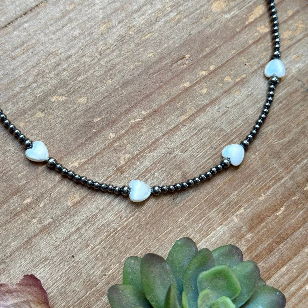 Bijoux Fab Sterling Silver Pearl Choker With Heart Freshwater Pearls - 15.5" NEC-STE-145-HEAR