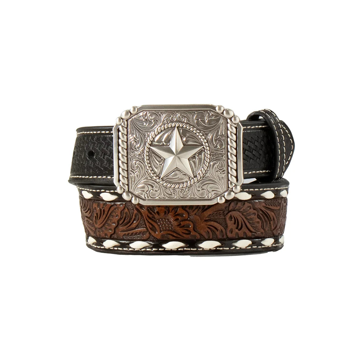 Boy's 3D Black Floral Embossed Body Belt D1200041107