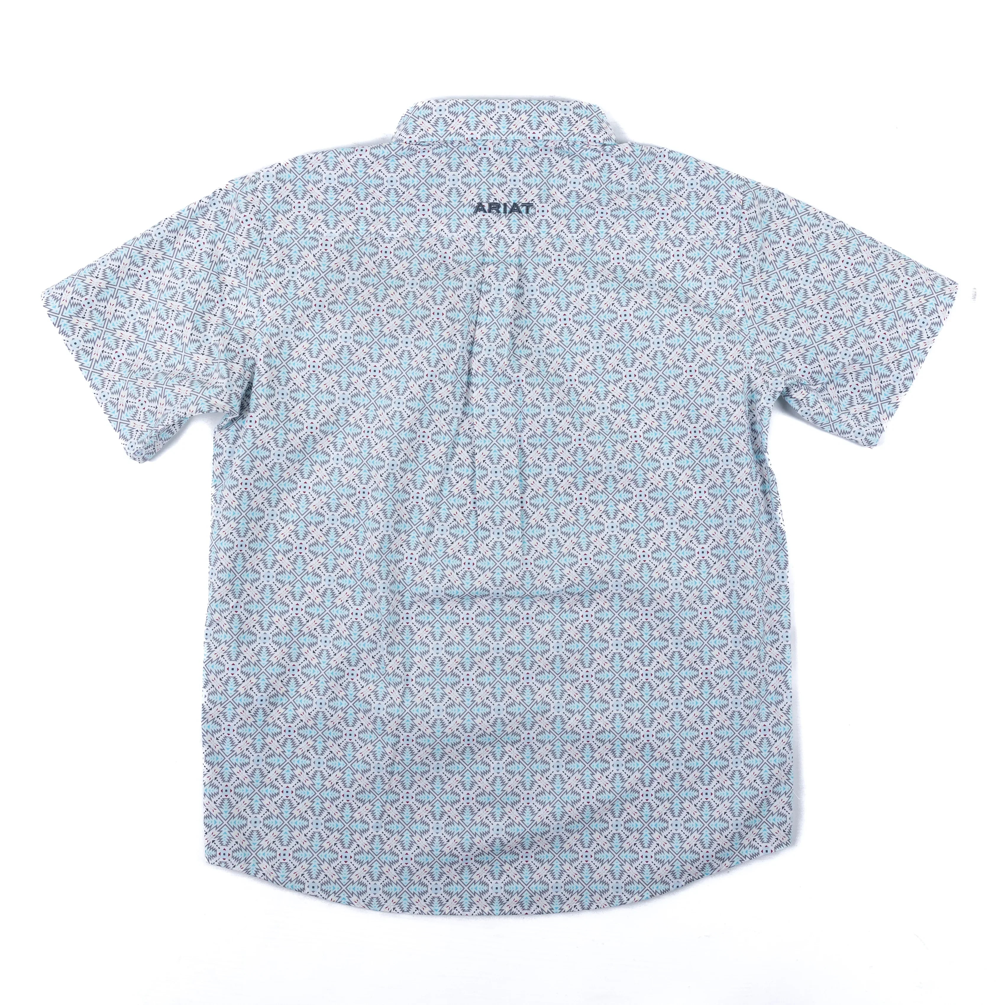 Boy's Ariat Blue Elixir Southwest Print Short Sleeve Button Up 10071676