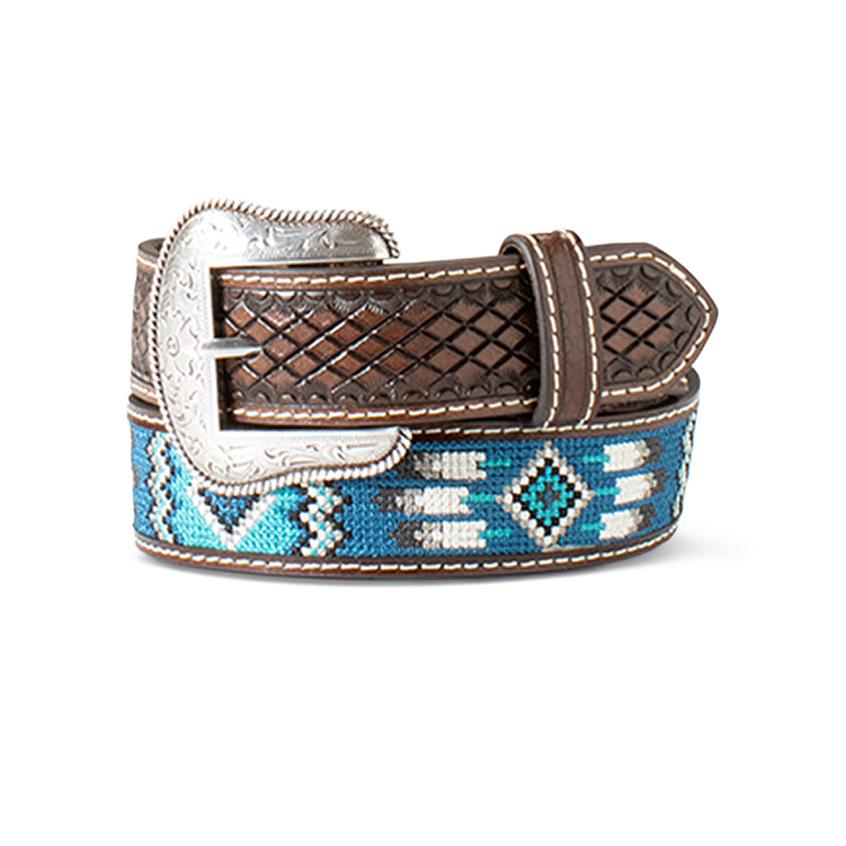 Boy's Ariat Brown Genuine Leather Embroidered Belt A1307602