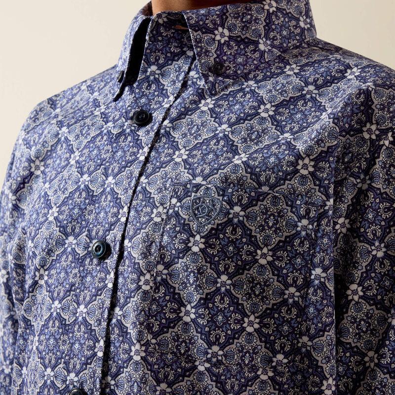 Boy's Ariat Evening Blue Medallion Print Bill Shirt 10073677
