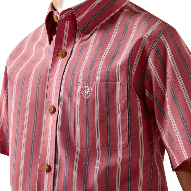 Boy's Ariat Hibiscus Red Stripe Pro Series Bobby Shirt 10073638