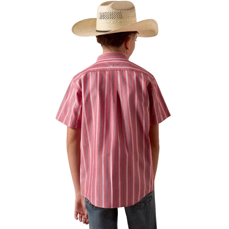 Boy's Ariat Hibiscus Red Stripe Pro Series Bobby Shirt 10073638