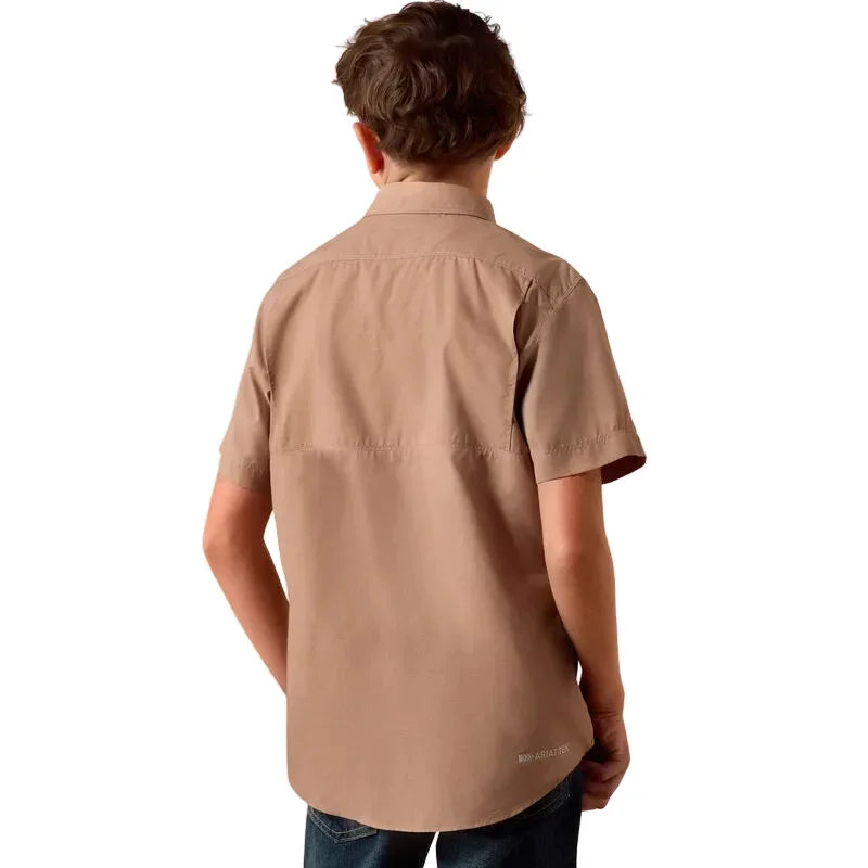 Boy's Ariat Khaki Southwest Cross Printed Vent TEK Outbound Classic Fit Shirt 10073420