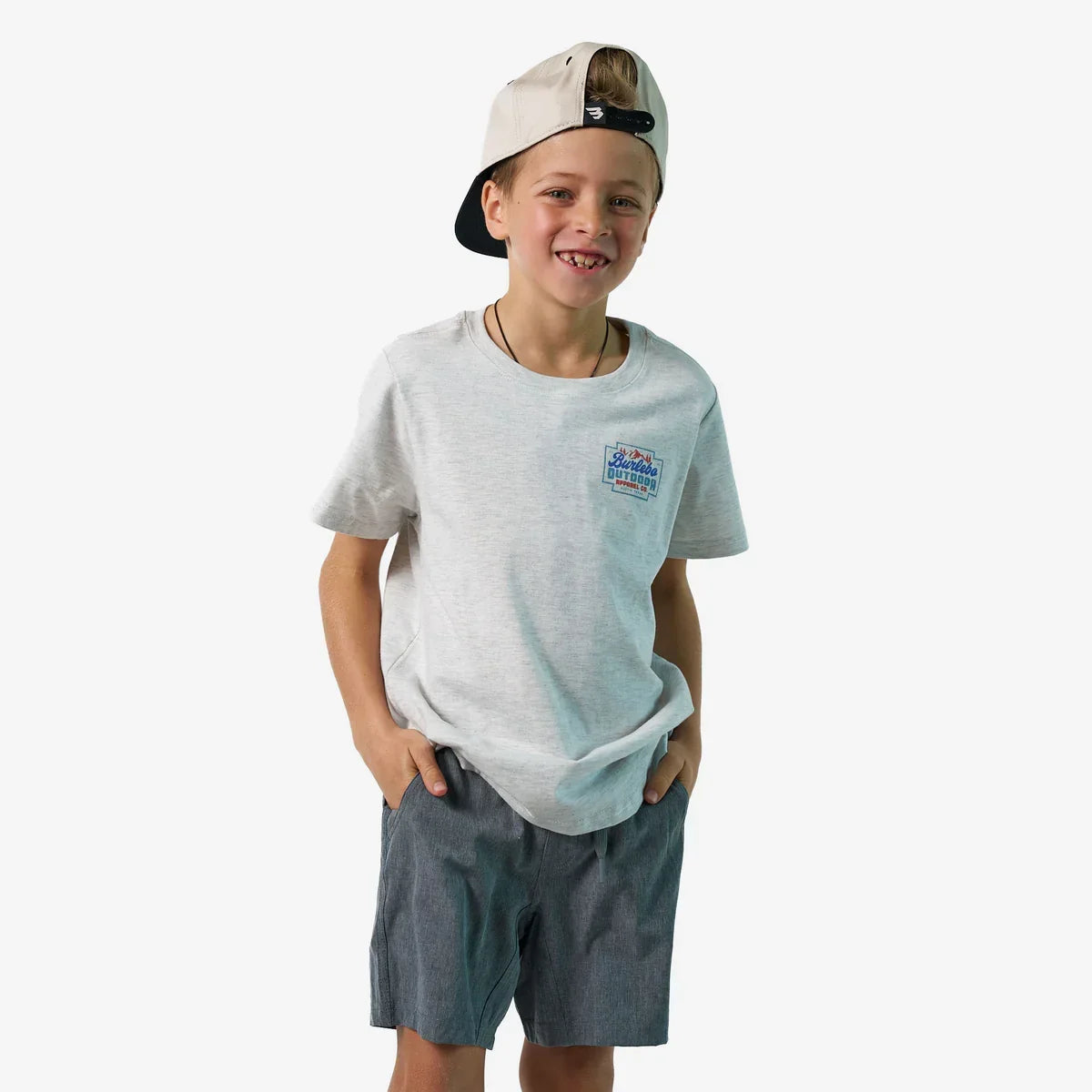 Boy's Burlebo Ash Gray Mountain Range Short Sleeve T-Shirt Y-SST-MRNG-AG
