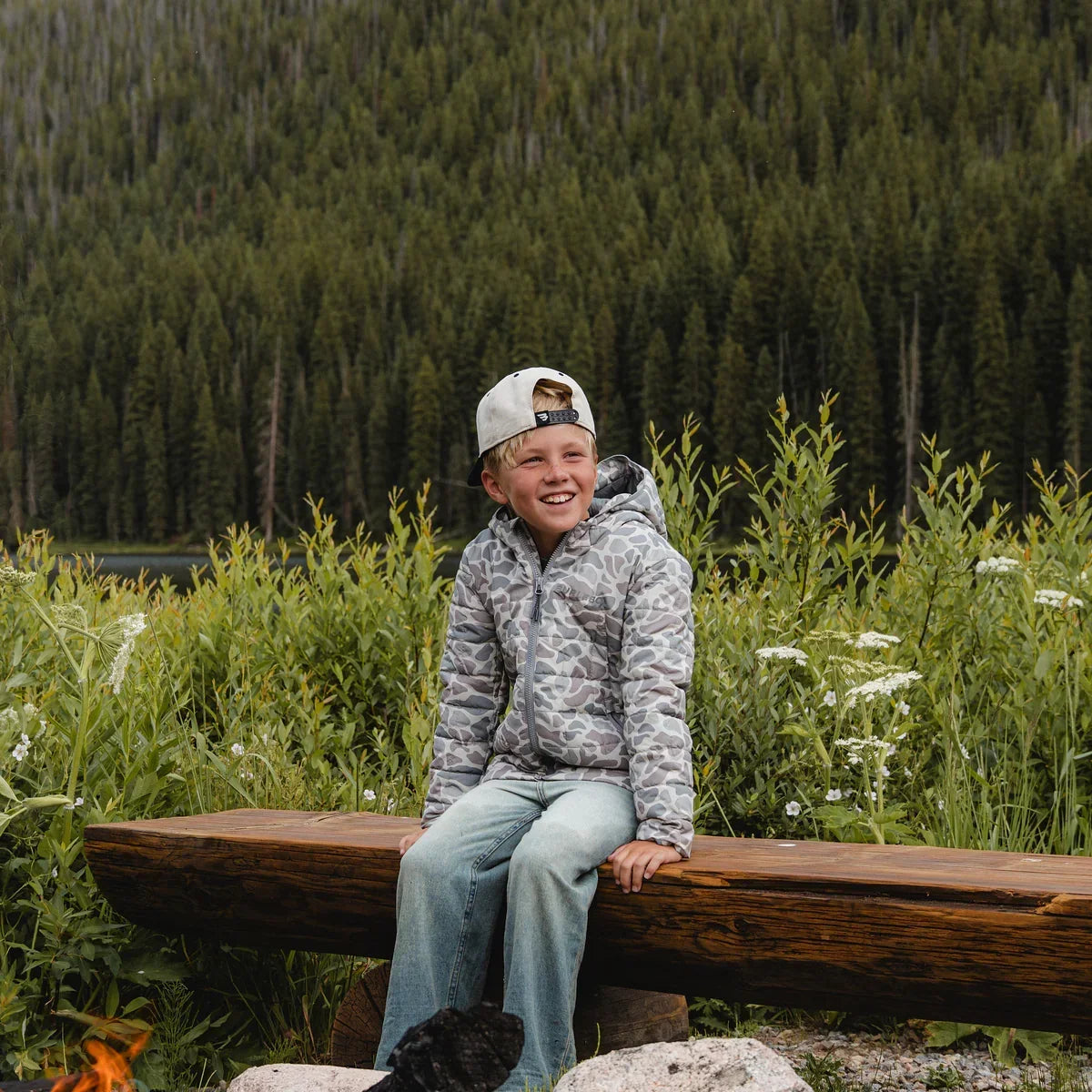 Boy's Burlebo Classic Deer Camo Puffer Jacket