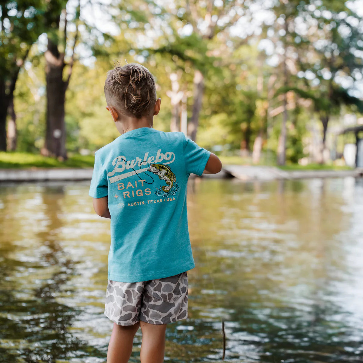 Boy's Burlebo Cyan Baits and Rigs Short Sleeve T-shirt Y-SST-BAR-CYN