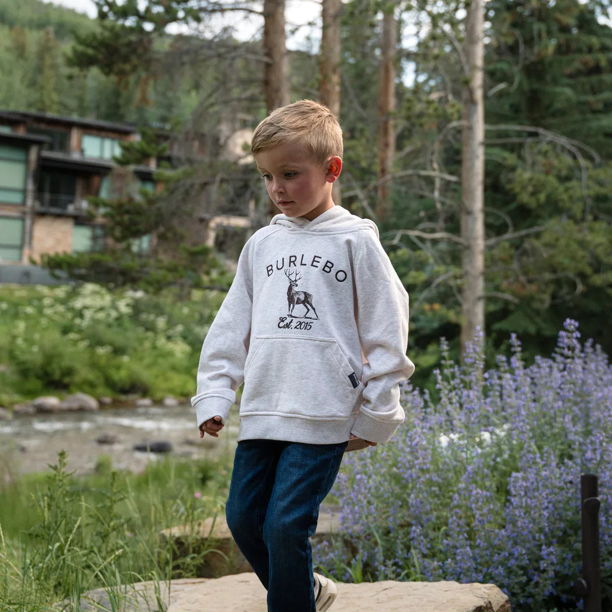 Boy's Burlebo Heather Oatmeal Whitetail Deer Fleece Hoodie