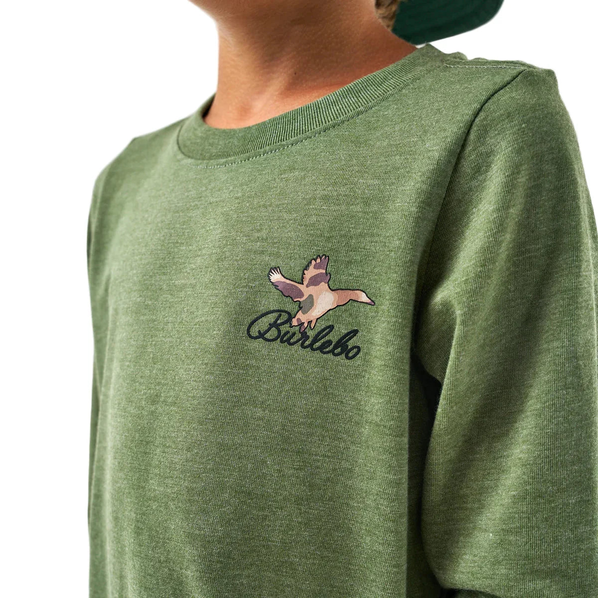 Boy's Burlebo Long Sleeve Duck Flying in Tee Olive Green