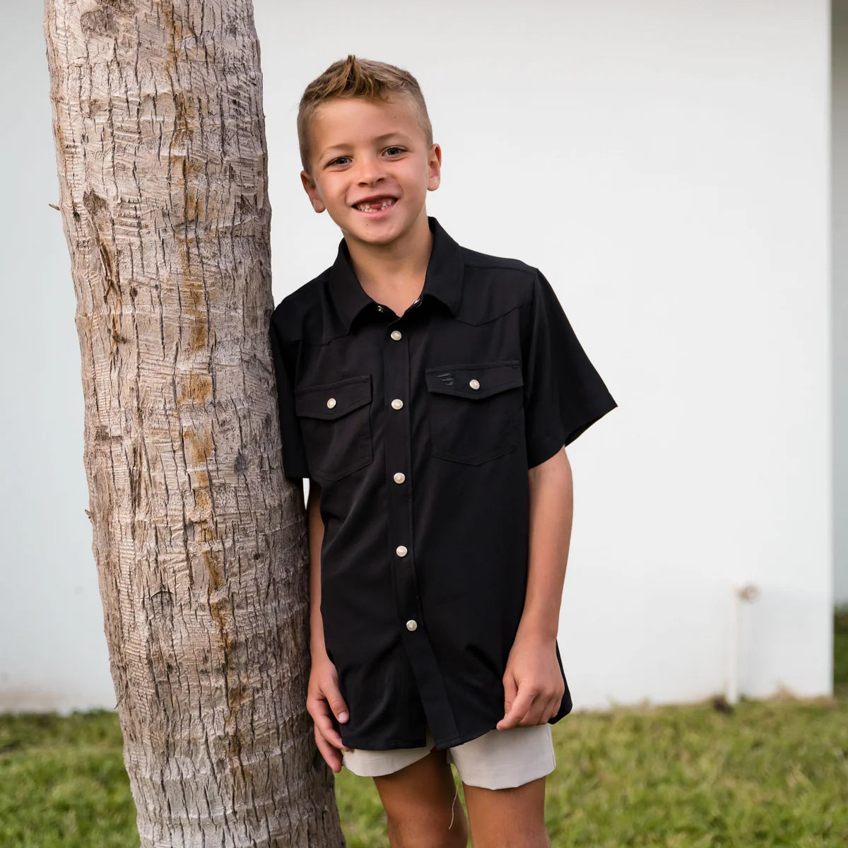 Boy's Burlebo Performance Western Shirt - Black Y-PWS-BLK - Crazy House Western Wear