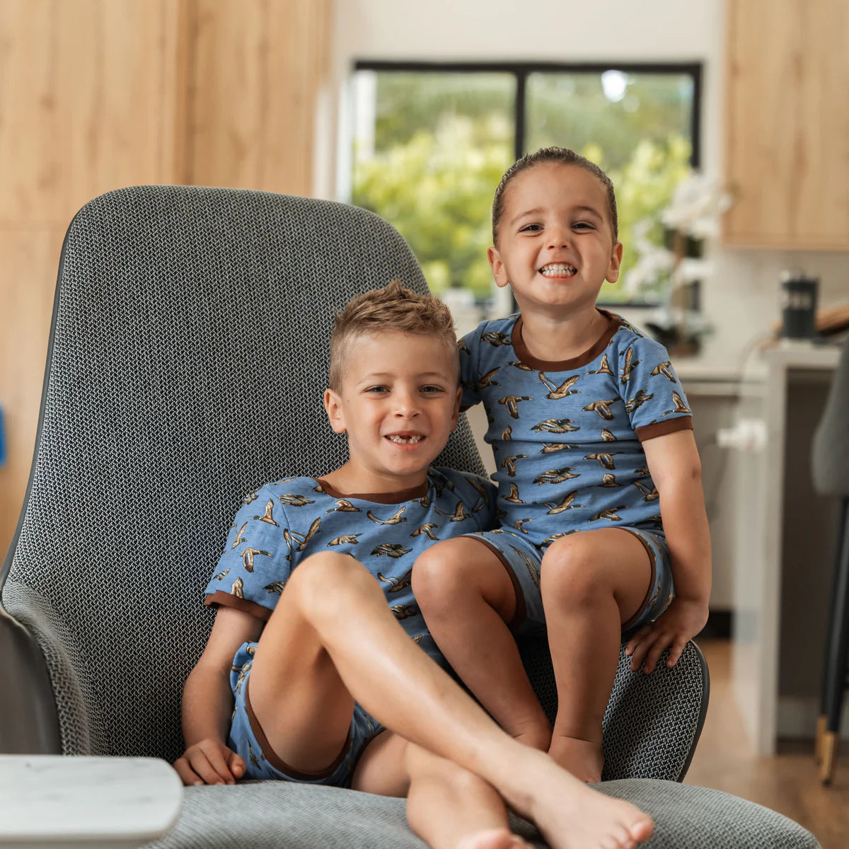 Boy's Burlebo Sleep Short Set- Jumbo Mallards Blue Y-SSS-JM-B - Crazy House Western Wear