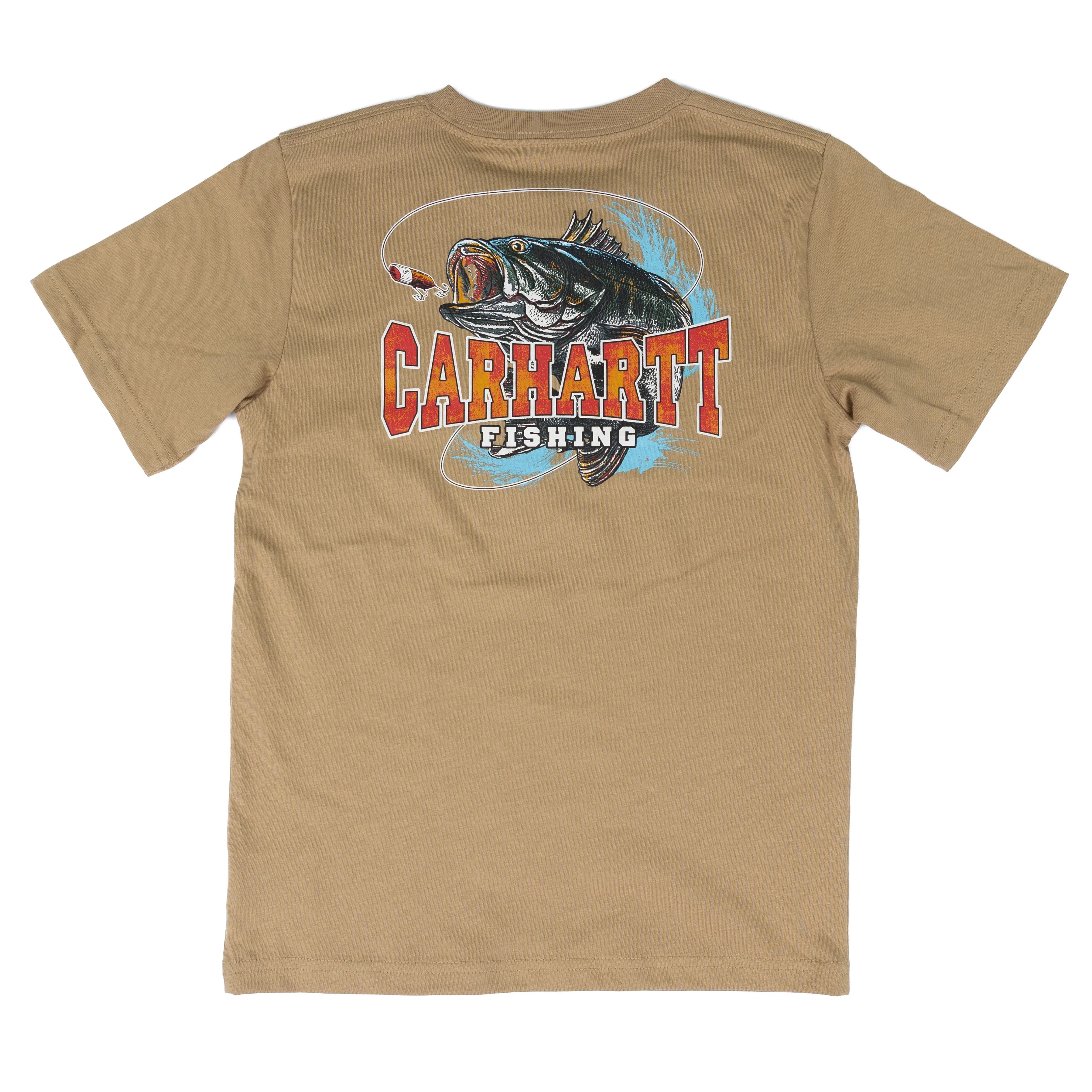 Boy's Carhartt Fish Printed Short Sleeve Khaki T-shirt CA6791-CT06