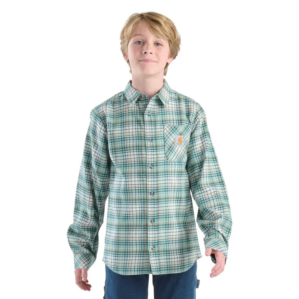 Boy's Carhartt Long- Sleeve Flannel Button-Front Shirt CE8211-GH5
