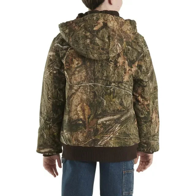 Boy's Carhartt Zip-Front Canvas Insulated Hooded Camo Jacket CP8579-CR27-JT6