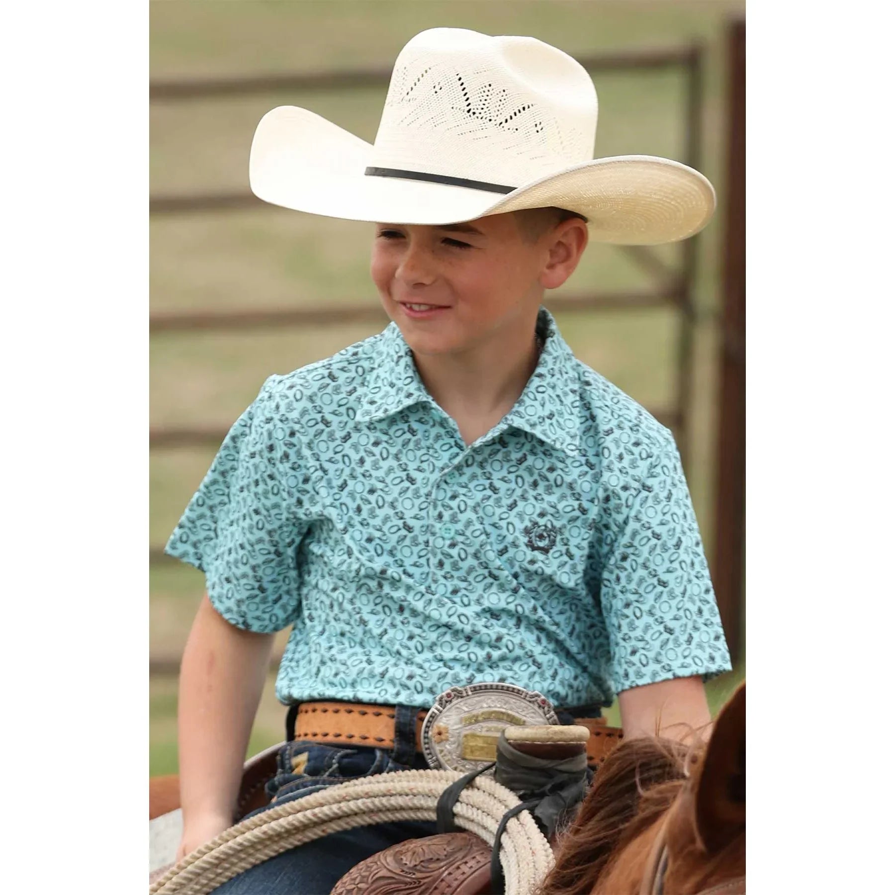 Boy's Cinch Blue Printed Polo MTK7600014