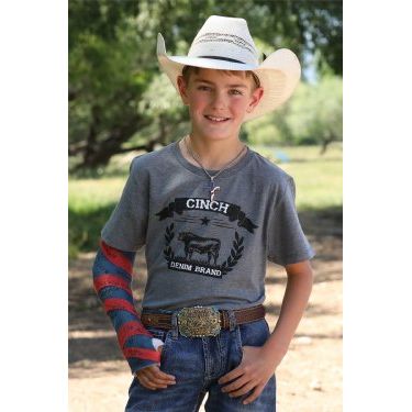 Boy's Cinch Denim Tee - Gray MTT7670161 - Crazy House Western Wear