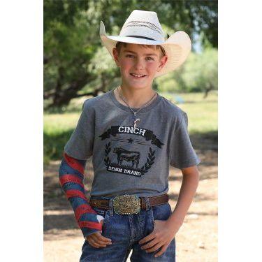 Boy's Cinch Denim Tee - Gray MTT7670161 - Crazy House Western Wear